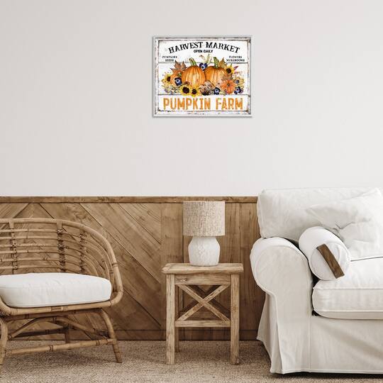Stupell Industries Pumpkin Farm with Sunflowers Framed Giclee Art